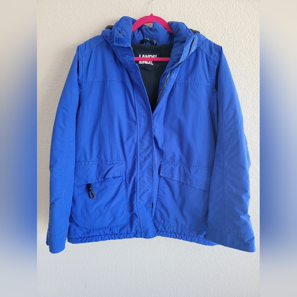 Lands End Kids Large Blue Winter Jacket with hood